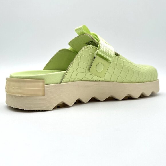 Sorel Women's Viibe Croc Embossed Clog Mule Shoes Slip On Leather Lime Green - Picture 3 of 7